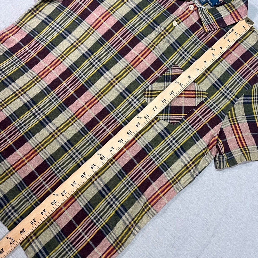 Vtg Polo Ralph Lauren Plaid Single Stitch Shirt Short Sleeve Cotton Size Medium - Picture 4 of 13
